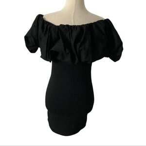 Zara Black Off Shoulder Ruffled Top Large